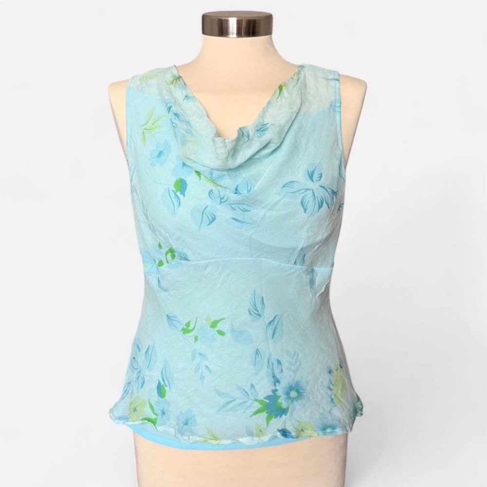 Floral Blue Sleeveless Top